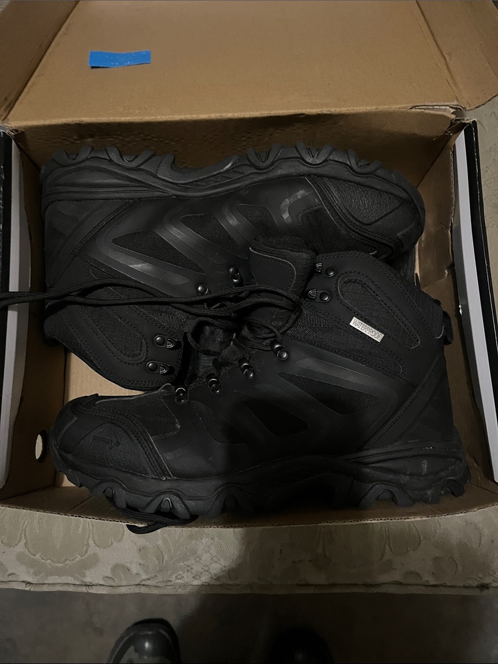 Men's Black Tactical Lace-Up Boots - Unbranded